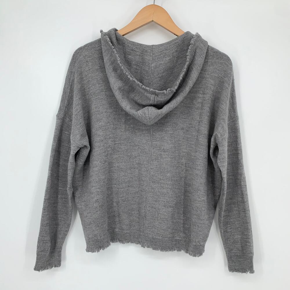 The Kooples Merino Wool Hooded Lace Up Pullover Raw Edge Sweater Hoodie - Picture 7 of 11